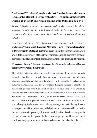 analysis of wireless charging market size