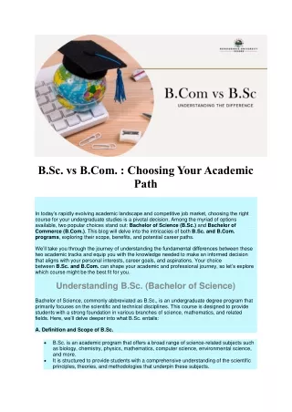 B.Sc. vs B.Com.  Choosing Your Academic Path