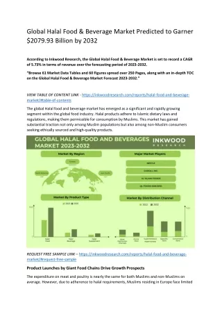 Global Halal Food & Beverage Market Research Report 2032