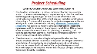 Project Scheduling