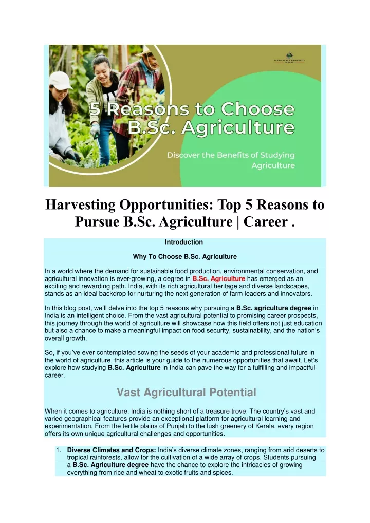 harvesting opportunities top 5 reasons to pursue