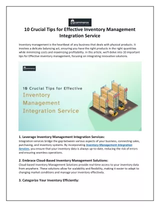 10 Crucial Tips for Effective Inventory Management Integration Service