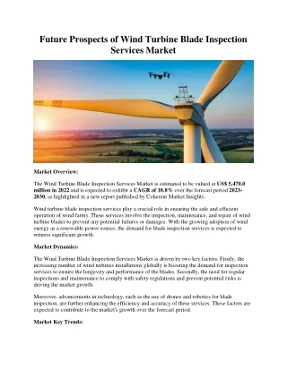 Future Prospects of Wind Turbine Blade Inspection Services Market