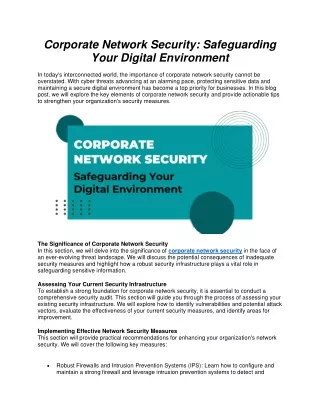 Corporate Network Security Safeguarding Your Digital Environment