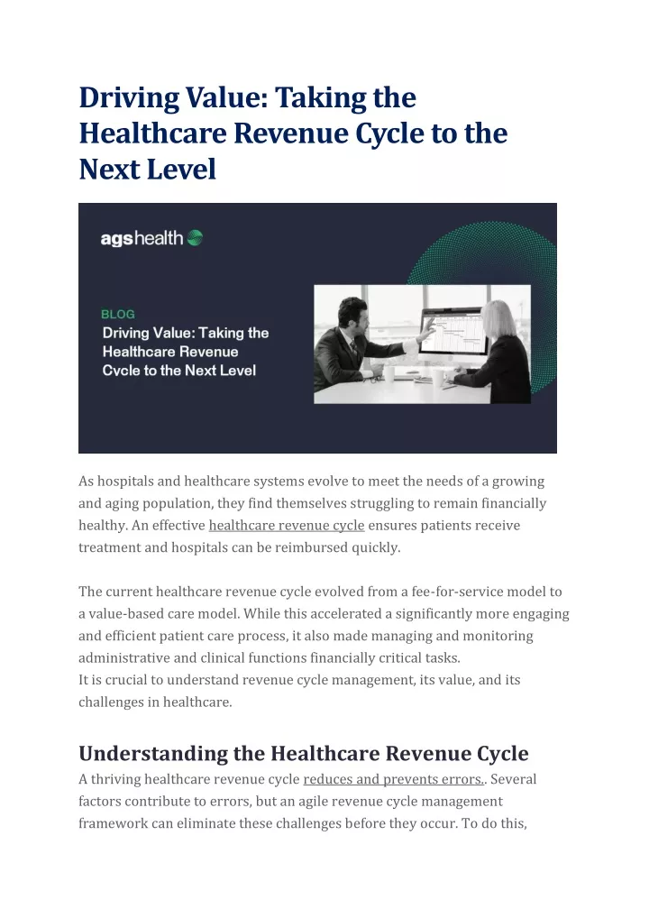 driving value taking the healthcare revenue cycle