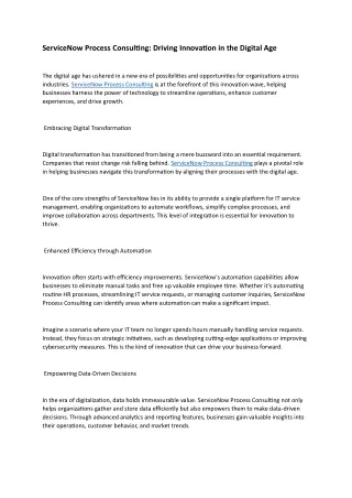 servicenow process consulting driving innovation