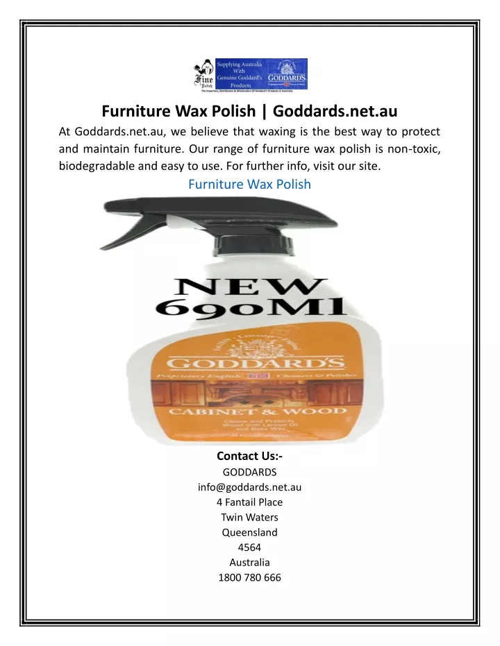 PPT - Furniture Wax Polish | Goddards.net.au PowerPoint Presentation ...