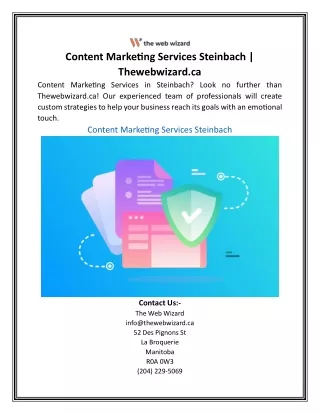 Content Marketing Services Steinbach | Thewebwizard.ca