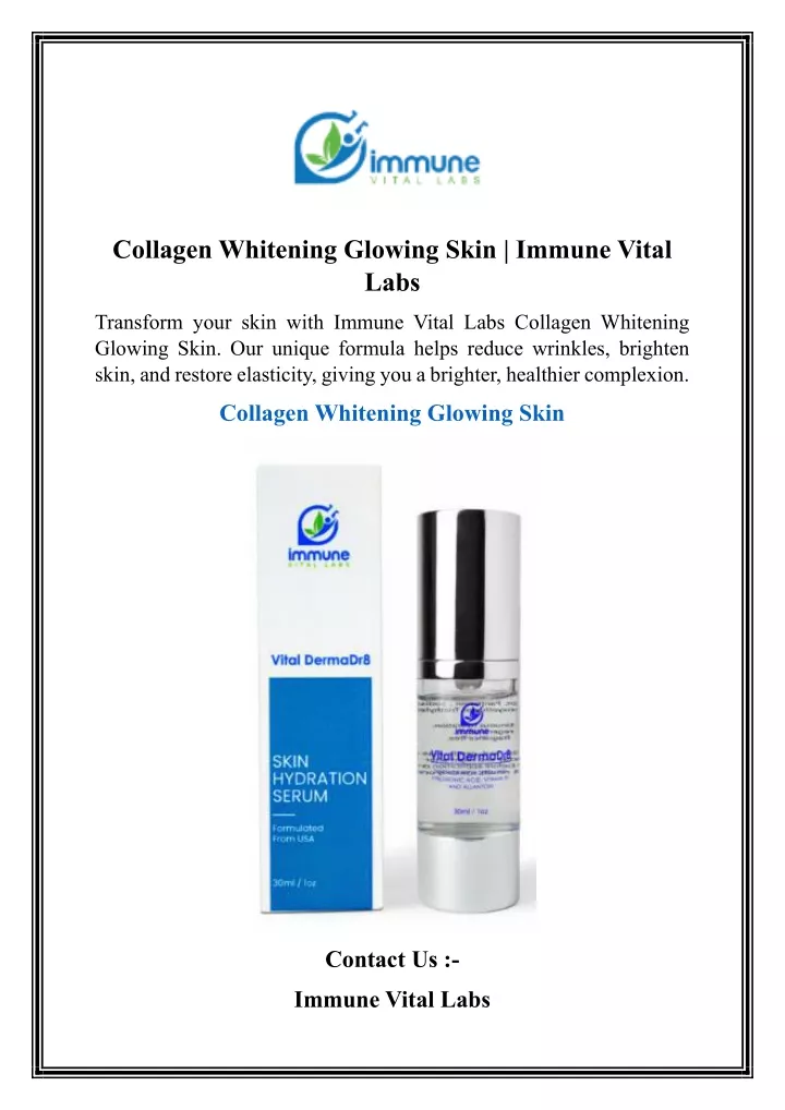 collagen whitening glowing skin immune vital labs