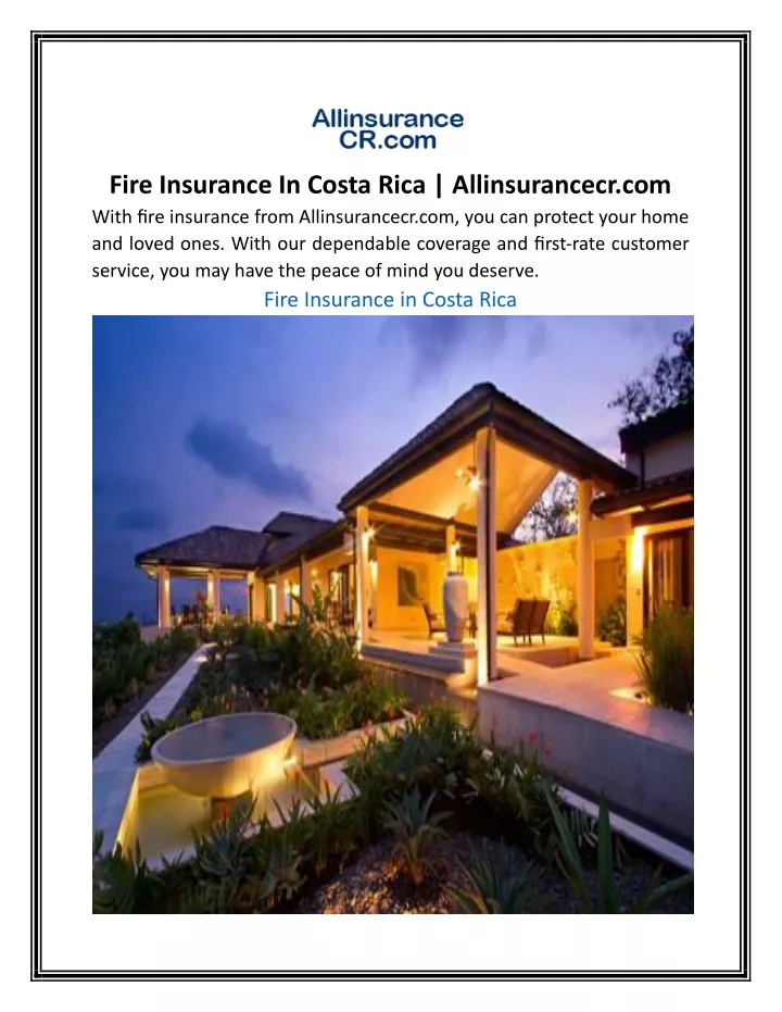 fire insurance in costa rica allinsurancecr