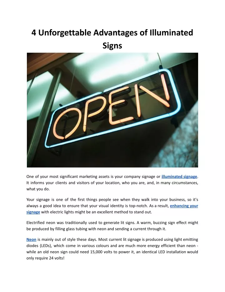 4 unforgettable advantages of illuminated signs
