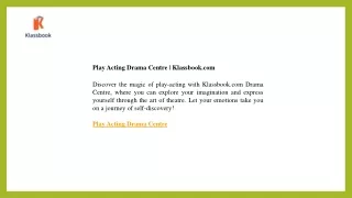 Play Acting Drama Centre  Klassbook.com