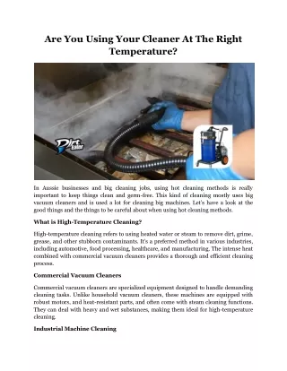 Are You Using Your Cleaner At The Right Temperature