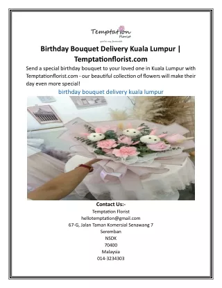 Birthday Bouquet Delivery Kuala Lumpur | Temptationflorist.com