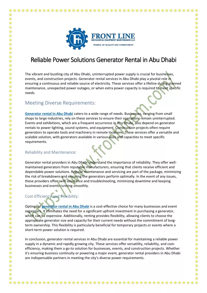 reliable power solutions generator rental