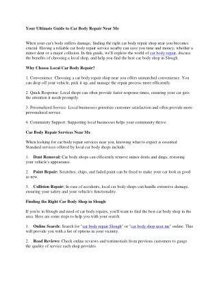 your ultimate guide to car body repair near