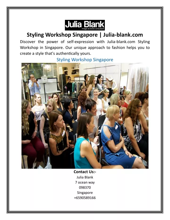 styling workshop singapore julia blank