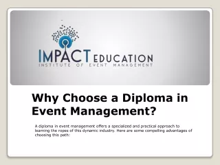 Why Choose a Diploma in Event Management?
