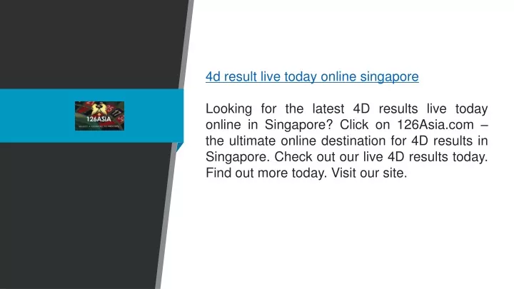 4d result live today online singapore looking