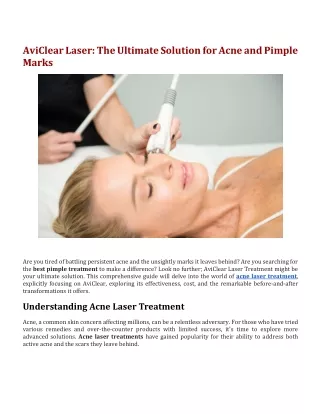 AviClear Laser The Ultimate Solution for Acne and Pimple Marks