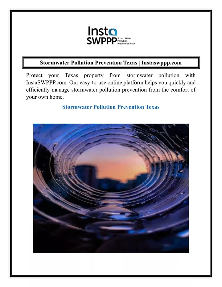 stormwater pollution prevention texas instaswppp