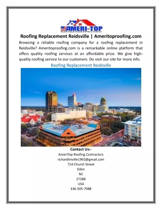 Roofing Replacement Reidsville | Ameritoproofing.com