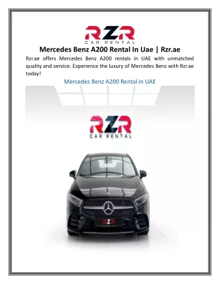 Mercedes Benz A200 Rental In Uae | Rzr.ae