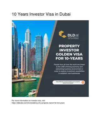10 Years Investor Visa in Dubai