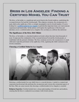 Briss in Los Angeles: Finding a Certified Mohel You Can Trust
