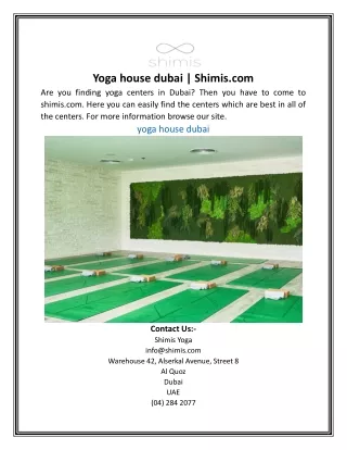 Yoga house dubai | Shimis.com