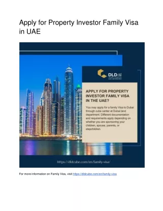 Apply for Property Investor Family Visa in UAE