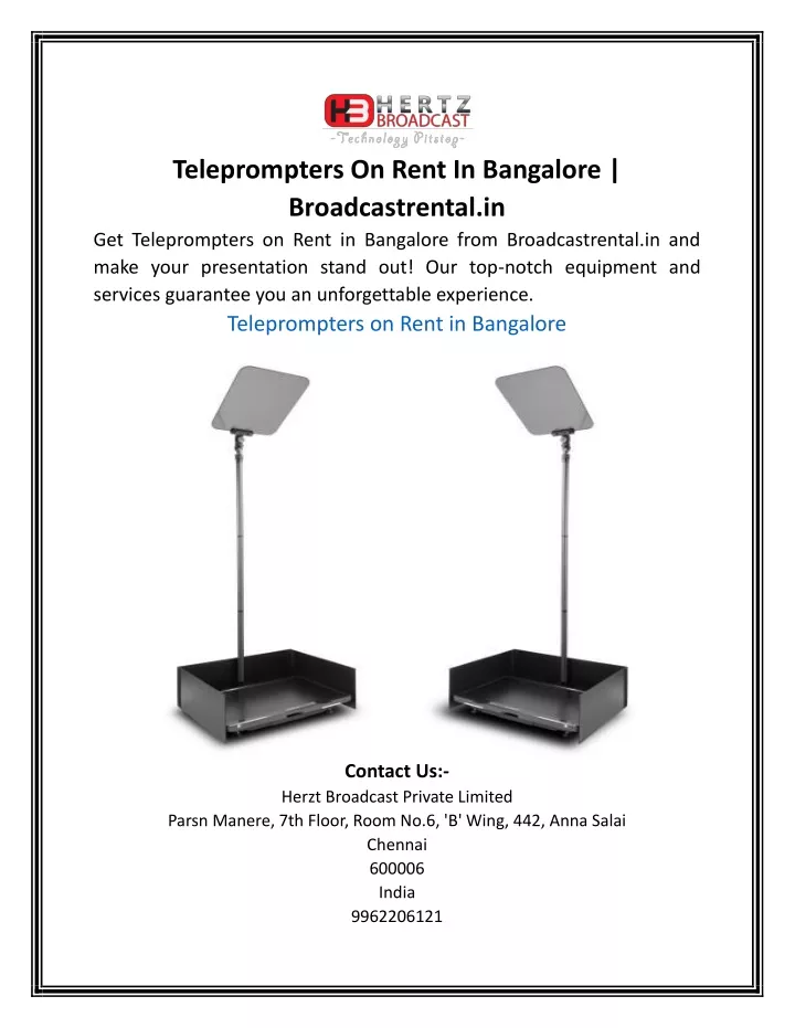 teleprompters on rent in bangalore