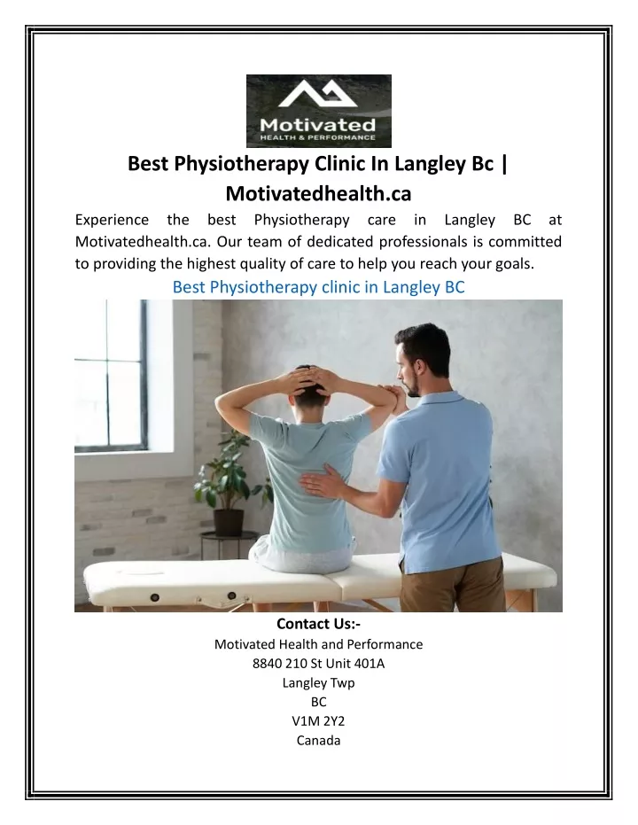 best physiotherapy clinic in langley