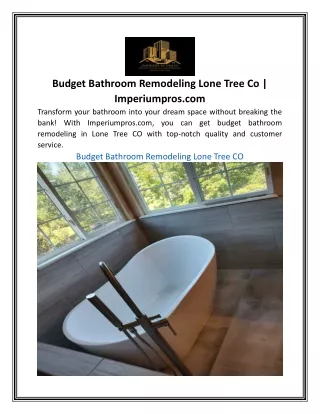 Budget Bathroom Remodeling Lone Tree Co | Imperiumpros.com
