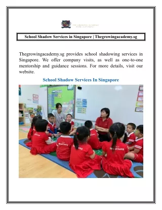 School Shadow Services in Singapore  Thegrowingacademy.sg