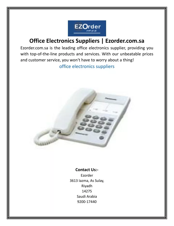 office electronics suppliers ezorder