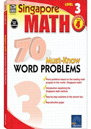 [READ DOWNLOAD] Singapore Math – 70 Must-Know Word Problems Workbook for 4th Grade Math,