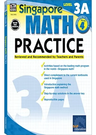 PDF/READ Singapore Math – Level 3A Math Practice Workbook for 4th Grade, Paperback,
