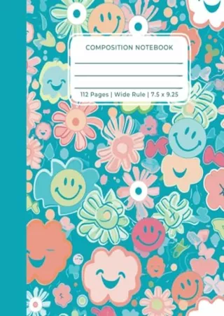 [PDF READ ONLINE] Preppy Notebook: Happy Smiling Face and Flowers with 70's Vibes. Cute Smiley