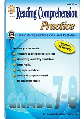 [PDF READ ONLINE] Mark Twain Media | Reading Comprehension Practice Workbook | 7th–8th Grade,