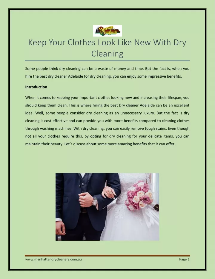 keep your clothes look like new with dry cleaning