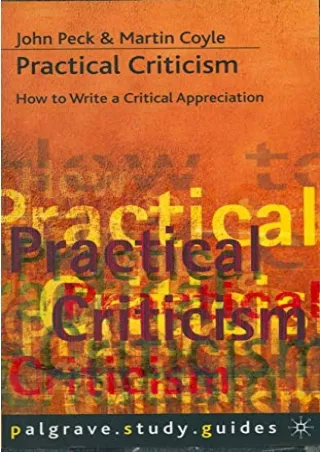 DOWNLOAD/PDF Practical Criticism (Bloomsbury Study Skills, 91)