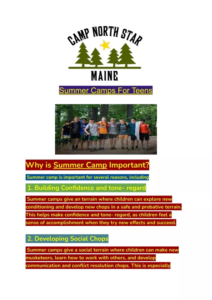 summer camps for teens