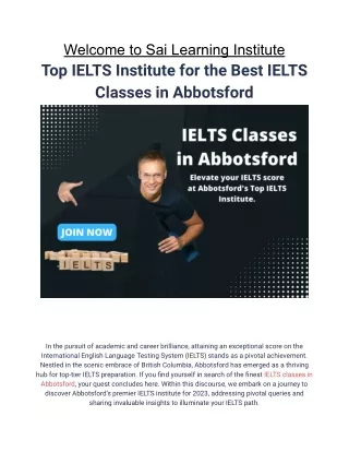 Top IELTS Institute for the Best IELTS Classes in Abbotsford