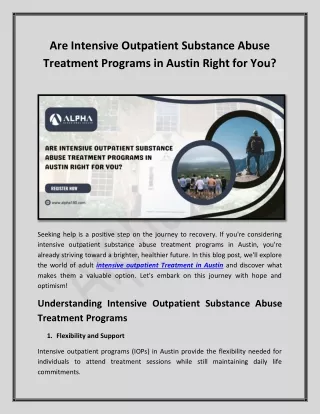 Are Intensive Outpatient Substance Abuse Treatment Programs in Austin Right for You