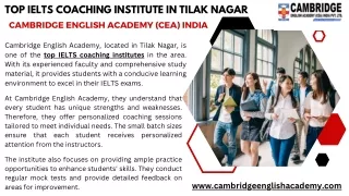 Top IELTS coaching institute IN Tilak Nagar