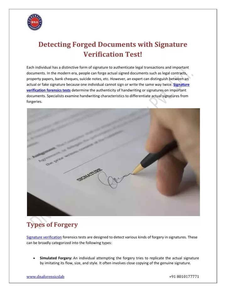 detecting forged documents with signature