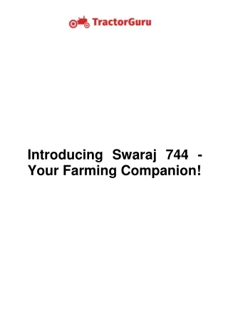 Introducing Swaraj 744 - Your Farming Companion!
