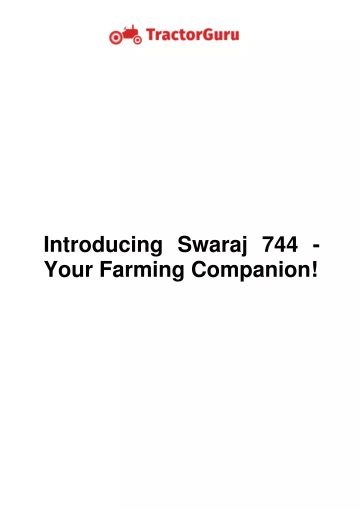 introducing swaraj 744 your farming companion