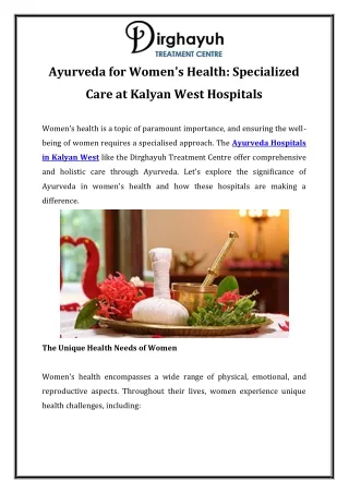 Ayurveda for Women's Health Specialized Care at Kalyan West Hospitals